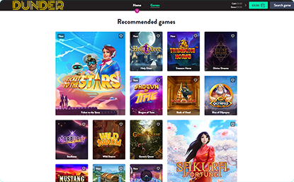 Dunder Casino Screenshot