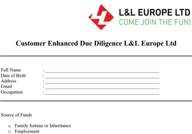 SOW request L&L Europe Ltd